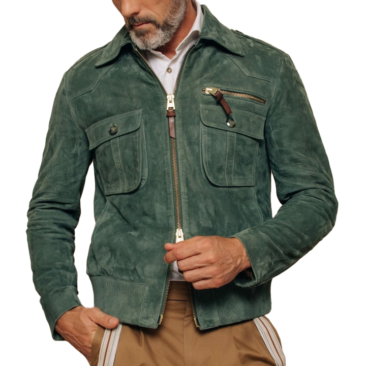 Cedric | Zipper Suede Breast Pocket Jacket