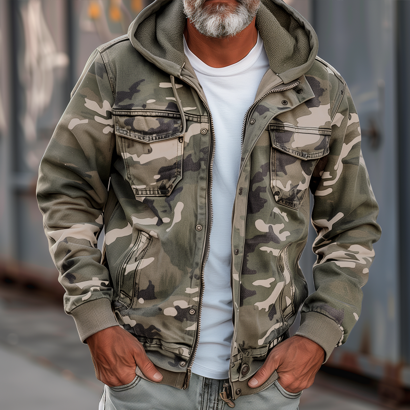 Ellis | Camouflage Hooded Cargo Jacket