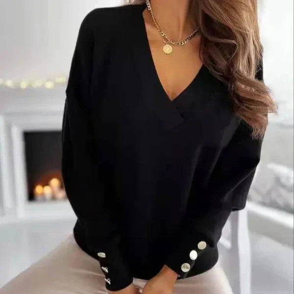 Erika™ - Elegant V-neck Sweater