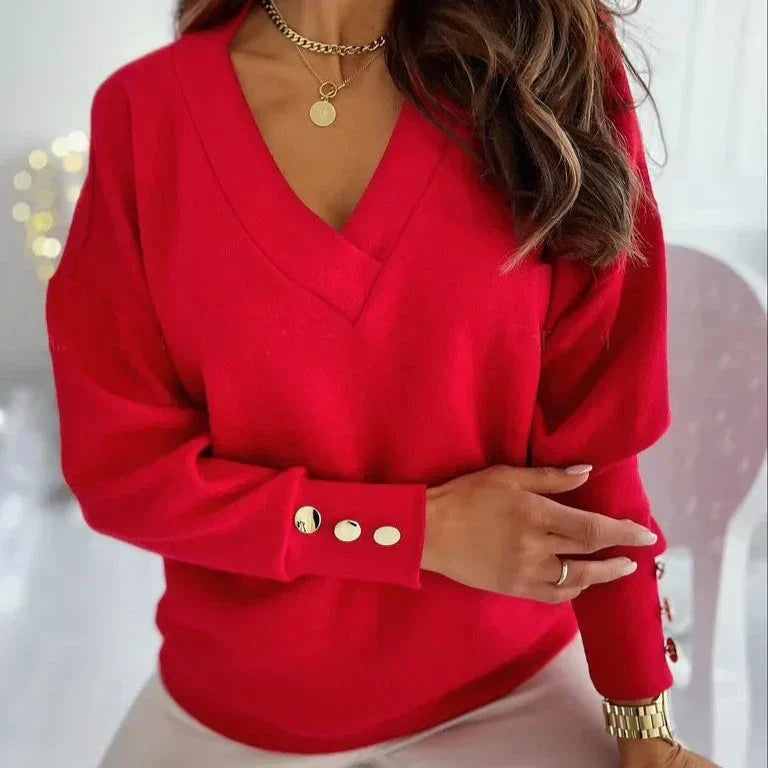 Erika™ - Elegant V-neck Sweater