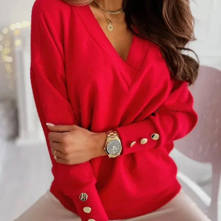 Erika™ - Elegant V-neck Sweater